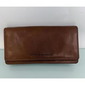 Spikes & Sparrow Brown Leather Accordion Wallet Vintage Boho Organizer clutch